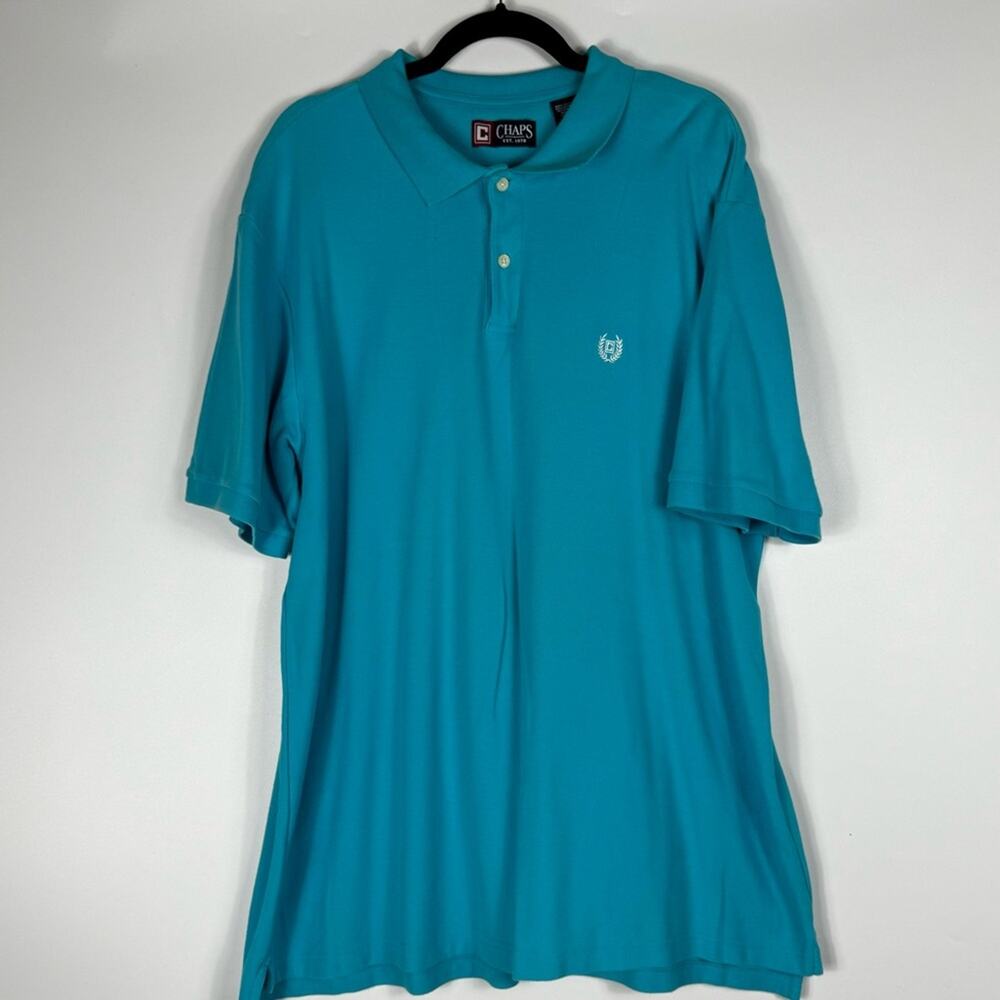Chaps Men's Polo Shirt Light Blue Cotton Collared XXL